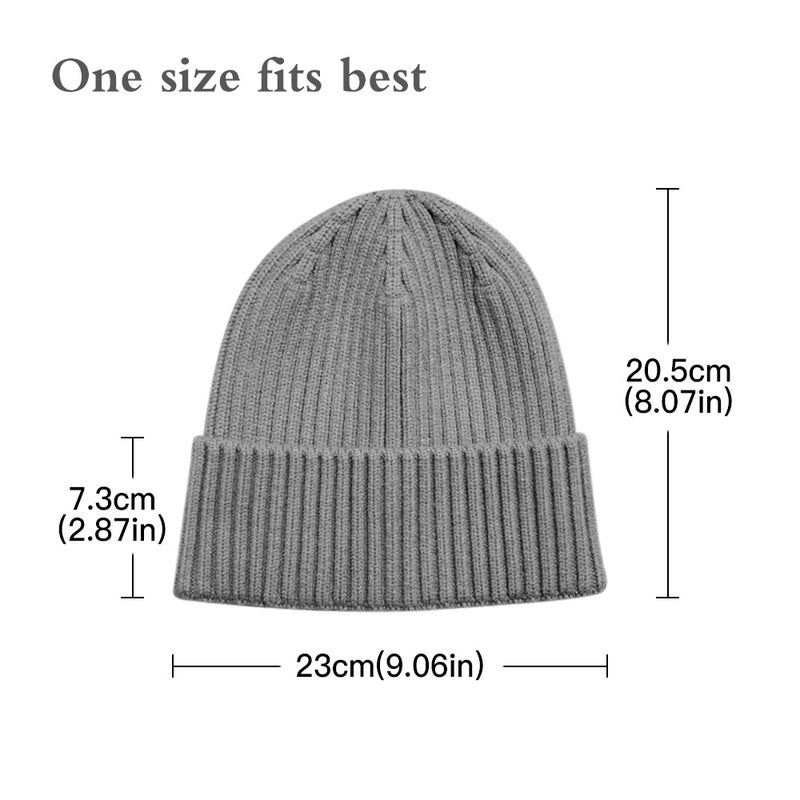 Warm Winter Hats for Men / Women Knit Beanies Breathable & Soft Beanie Hats Color Variety Extended Brim Thick Soft & Stretchy Knit Beanie Hat - Image 5
