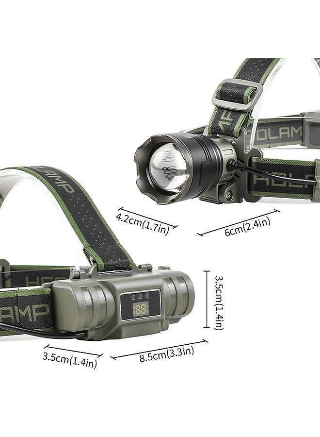 إم إكس إن مصباح أمامي LED قابل لإعادة الشحن مع 4 أوضاع - ضوء قبعة تكتيكية صلبة قابلة للتكبير مع أضواء جانبية حمراء/بيضاء آمنة بزاوية 180 درجة، مصباح أمامي عالي الأداء مقاوم للماء IPX4 للبناء والصيد وصيد الأسماك - Image 2