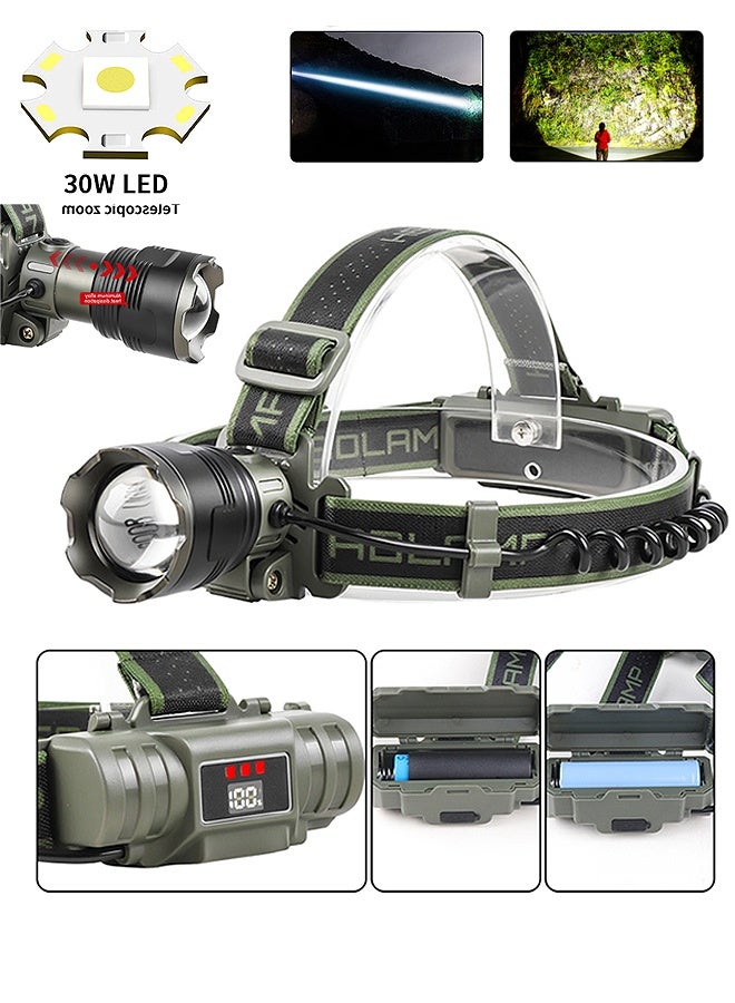 إم إكس إن مصباح أمامي LED قابل لإعادة الشحن مع 4 أوضاع - ضوء قبعة تكتيكية صلبة قابلة للتكبير مع أضواء جانبية حمراء/بيضاء آمنة بزاوية 180 درجة، مصباح أمامي عالي الأداء مقاوم للماء IPX4 للبناء والصيد وصيد الأسماك - Image 1