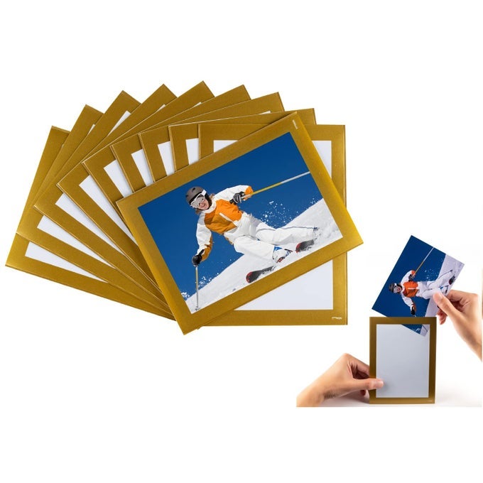 Magnetic Picture Frames4X610 Pack with Golden BorderMagnet Photo Frame PocketsPostcard HolderDecorations for Home refrigeratorOffice Whiteboardschool LockerClassroomParty
