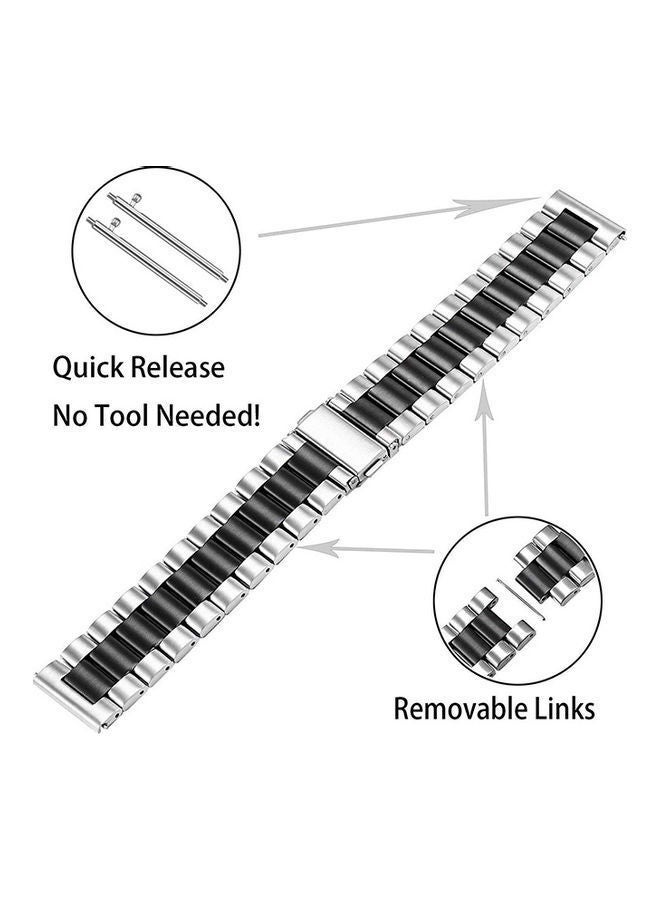 NIBEMINENT Replacement Stainless Steel Smartwatch Strap Band For Huawei Watch Silver/Black - Image 4