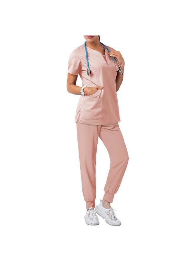 Loquat Womens Medical Scrubs Set Medical Uniform Set Pink - Image 1