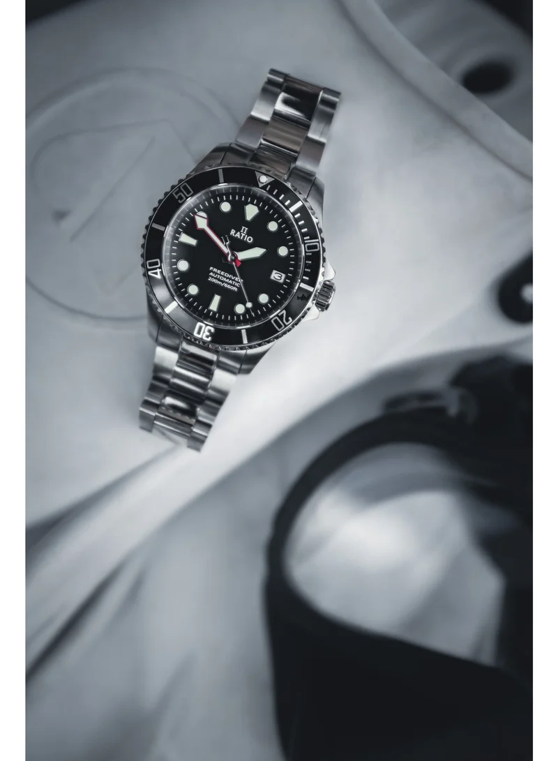 RATIO  Ratio FreeDiver Sapphire Stainless Steel Black Dial Automatic RTF041 200M Men's Watch for Men | Best Price UAE