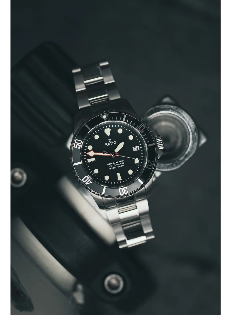 RATIO  Ratio FreeDiver Sapphire Stainless Steel Black Dial Automatic RTF041 200M Men's Watch for Men | Best Price UAE