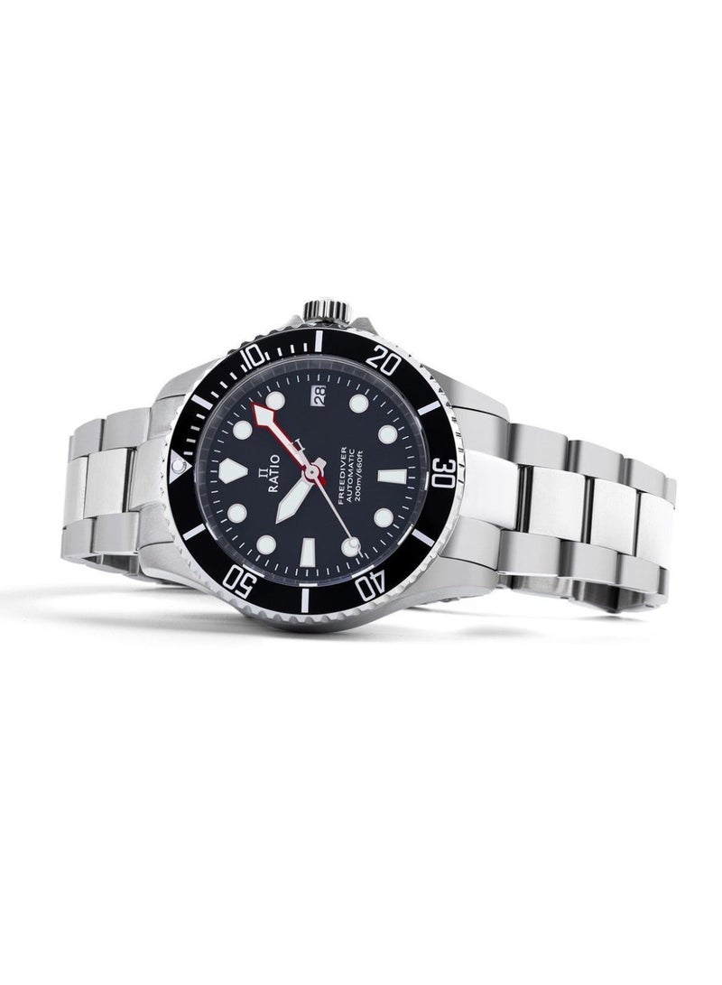 Ratio FreeDiver Sapphire Stainless Steel Black Dial Automatic RTF041 200M Men's Watch - Image 4