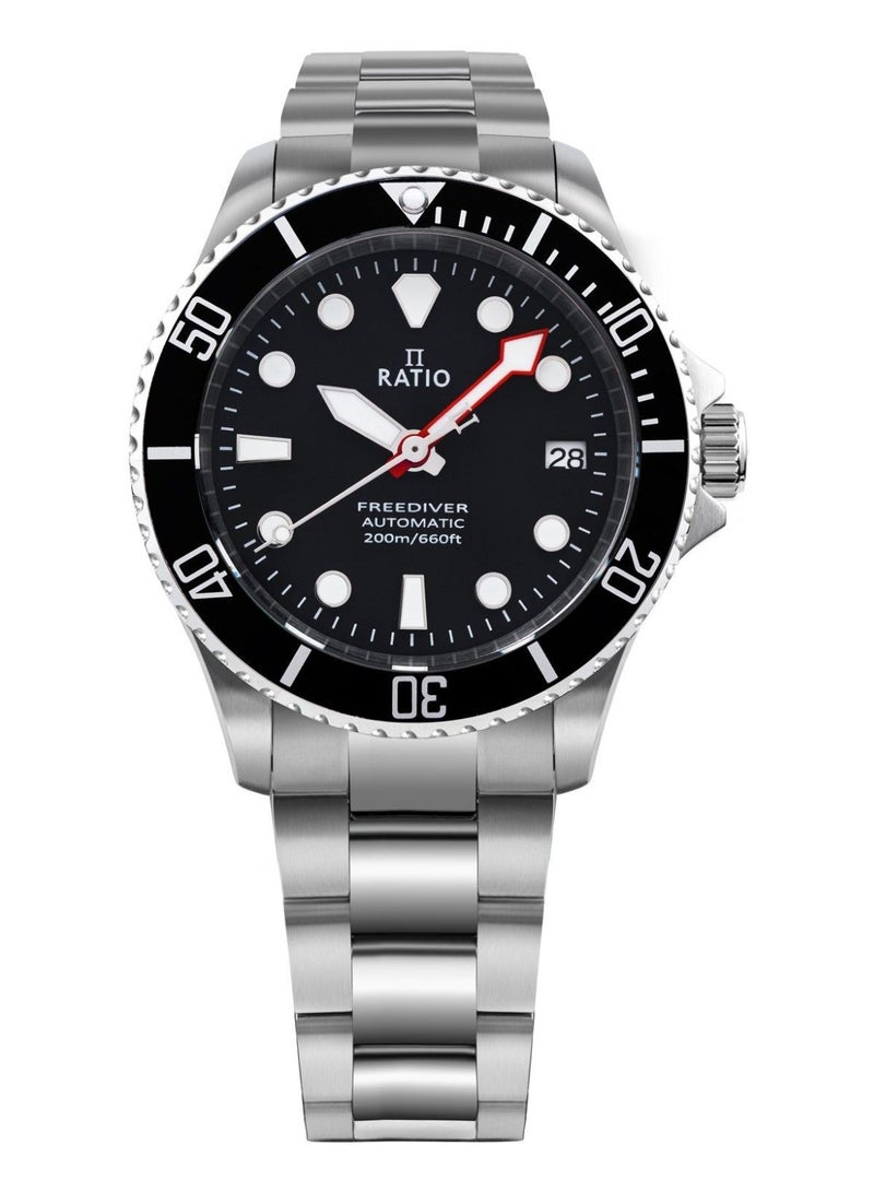 Ratio FreeDiver Sapphire Stainless Steel Black Dial Automatic RTF041 200M Men's Watch - Image 1