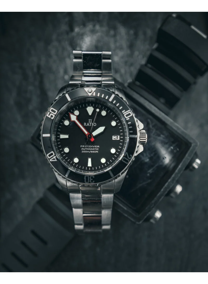 RATIO  Ratio FreeDiver Sapphire Stainless Steel Black Dial Automatic RTF041 200M Men's Watch for Men | Best Price UAE