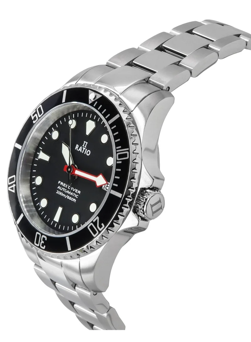 RATIO  Ratio FreeDiver Sapphire Stainless Steel Black Dial Automatic RTF041 200M Men's Watch for Men | Best Price UAE