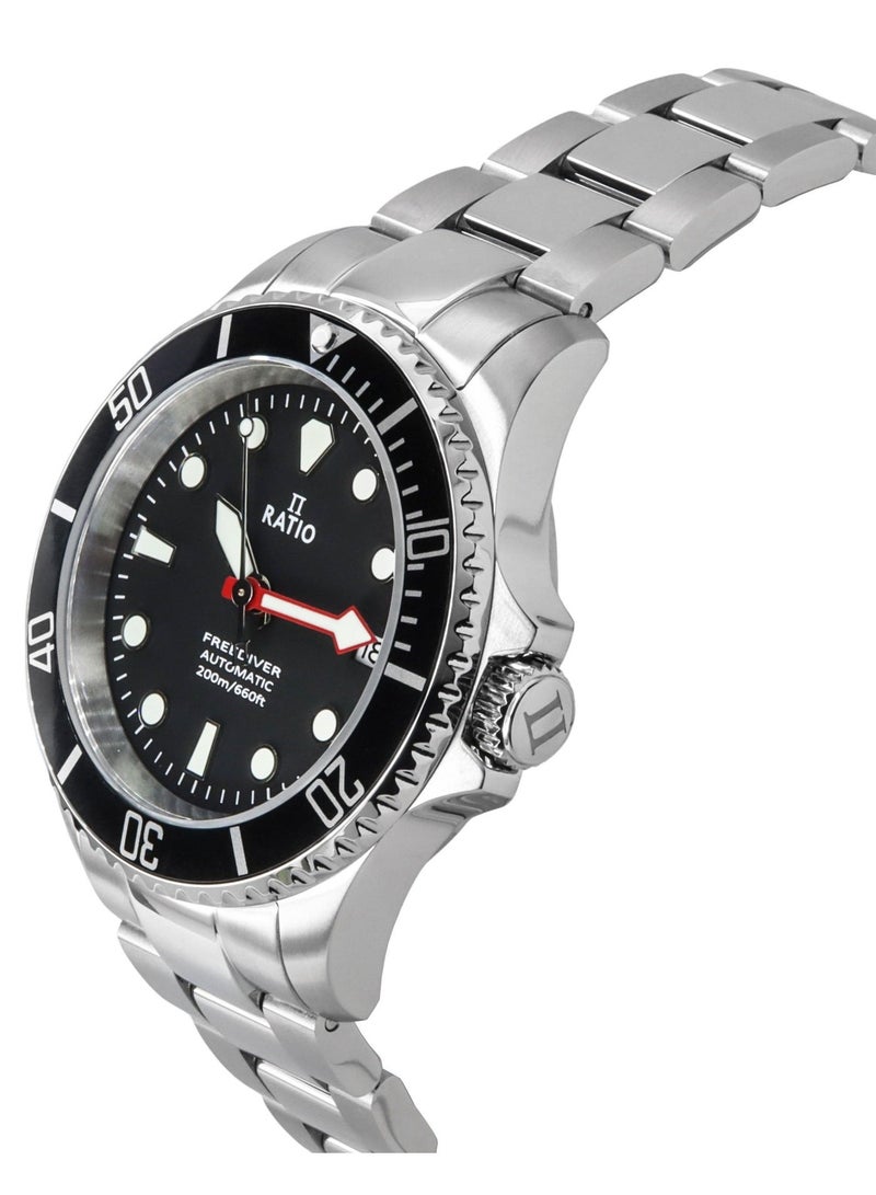 Ratio FreeDiver Sapphire Stainless Steel Black Dial Automatic RTF041 200M Men's Watch - Image 3