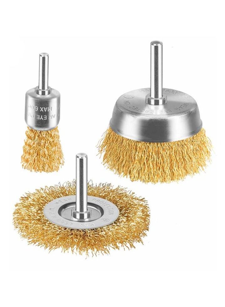 TOTAL T0TAL TAC310031 3 Pcs Set wire brush  Wheel Brush, Brass Wire Wheel and Cup Brush Set - Image 2