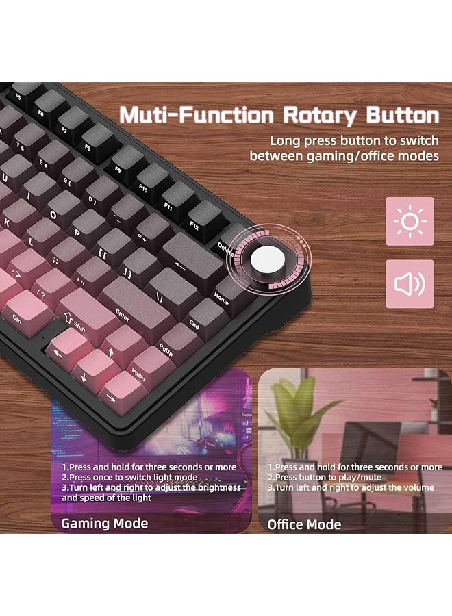 Attack Shark X85 Joint Mechanical Keyboard With Button 75% Wireless Gaming Keyboard (Bt5.0/2.4G/Usb C) And Five Layer Padding Rgb 5000Mah Hot Swappable Pbt Keys (Pink) - Image 5