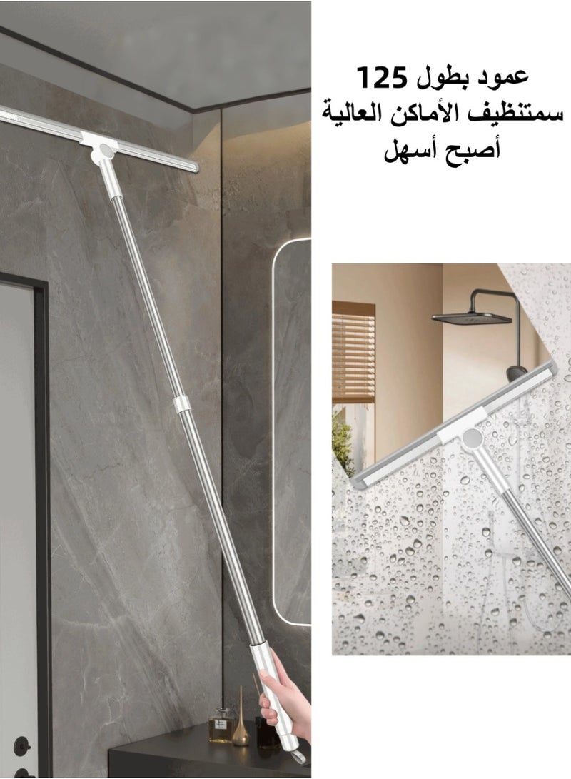 Magic Broom, Household Silicone Broom, Stainless Steel Telescopic Rod 125 cm, with 2 Scrapers, 180° Rotating Scraper Head, Suitable for Windows, Floors, Walls, Glass Doors - Image 3