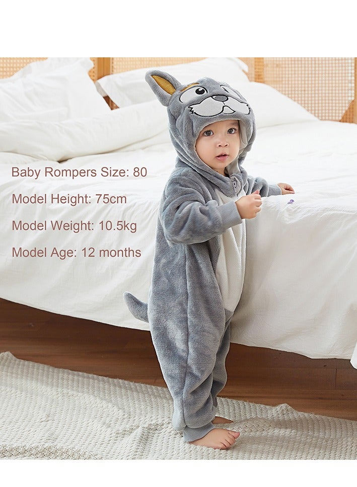Loquat Flannel Children's Climbing Clothes Baby Autumn Winter Long Sleeved Clothes Jumpsuit Newborn Cartoon Jumpsuit  - Image 4