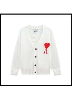 Trendy Brand Love Knit Cardigan Oversized V-Neck Sweater White [a5 style]