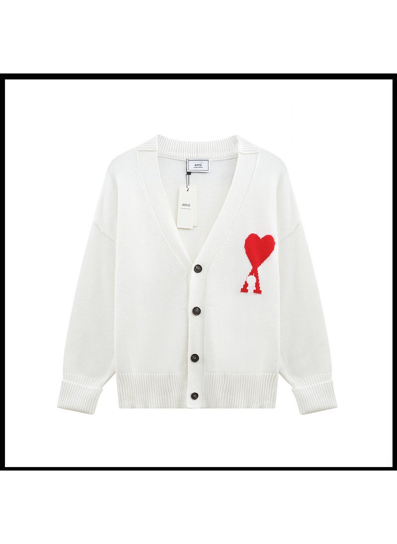 Generic - Trendy Brand Love Knit Cardigan Oversized V-Neck Sweater White [a5 style] - Image 1