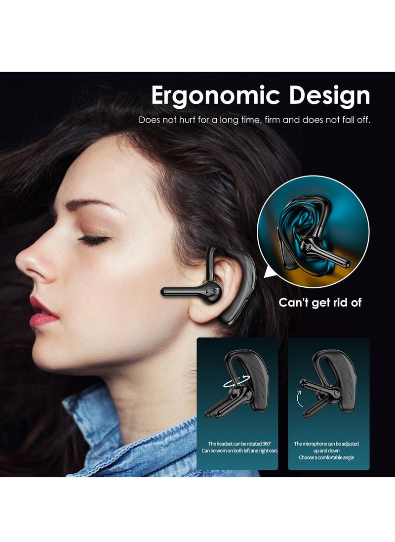 SYOSI Bluetooth Earpiece for Cell Phones V5.2 Wireless Single Headset, with Noise Reduction, Wireless Bluetooth Earpiece 30 Hrs HD Calling, for Business/Office/Driving/Sporting (Black)  - Image 2