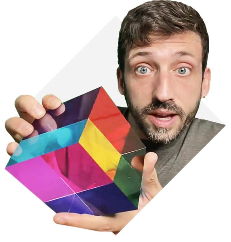CMY Cubes Original Mega (95mm) - Cyan, Magenta & Yellow Cube - Optical Color Cube - Teaches Subtractive Color Mixing - Educational, Scientific, Physics & Kinetic Art Desk Object, STEAM - Image 3