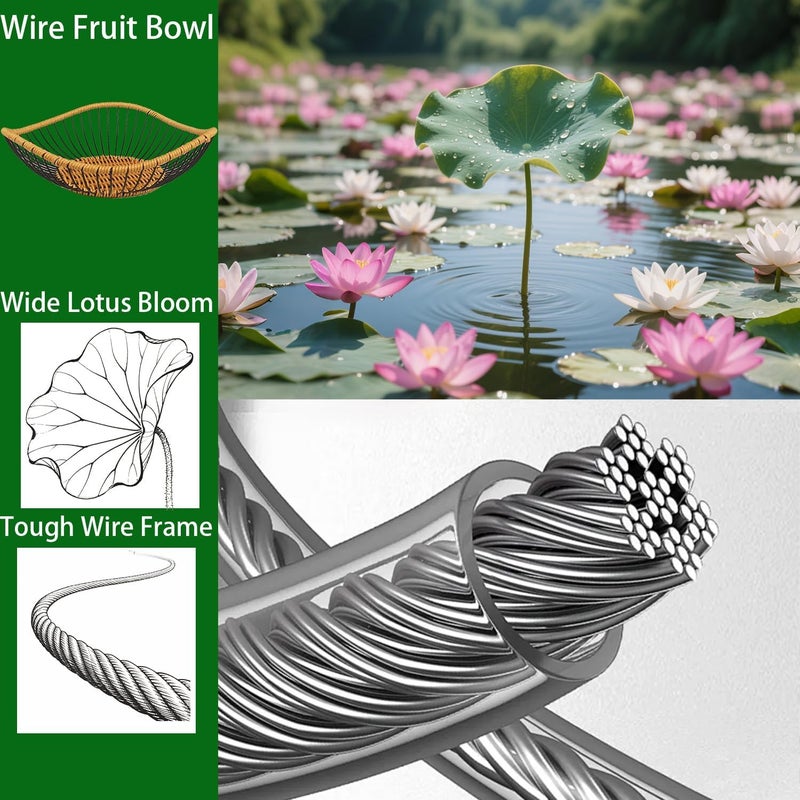 كاست ويف وعاء فواكه حديدي منسوج بالكرمة الريفية – سلة فواكه شبكية سلكية معدنية مع تصريف للاستخدام على سطح المطبخ وغسل الخضروات وتخزين الوجبات الخفيفة والخبز ومستحضرات التجميل – سلة زخرفية متعددة الأغراض - Image 5