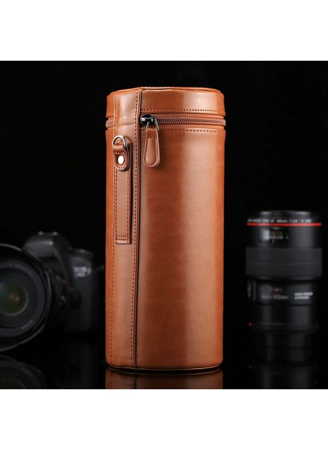 BURAQ - Extra Large Lens Case Zippered PU Leather Pouch Box for DSLR Camera Lens, Size: 24.5*10.5*10.5cm(Brown) - Image 1