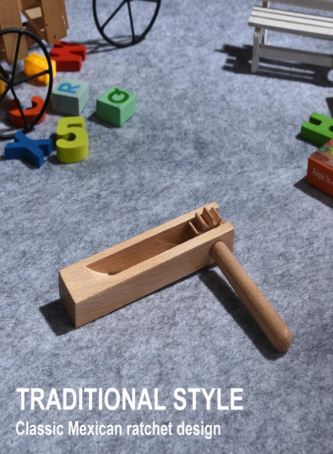 ميهي أربع قطع من الماتراكاس المكسيكية، أدوات إصدار الضوضاء الخشبية، أدوات إصدار الضوضاء ذات آلية السقاطة لفعاليات كرة القدم الرياضية، هدايا الحفلات، حفلات التخرج واحتفالات عيد الميلاد - Image 3