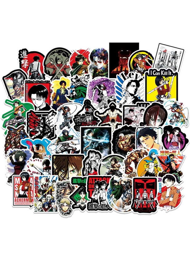 general 50-Piece Attack on Titan Cute Vinyl Waterproof Sticker