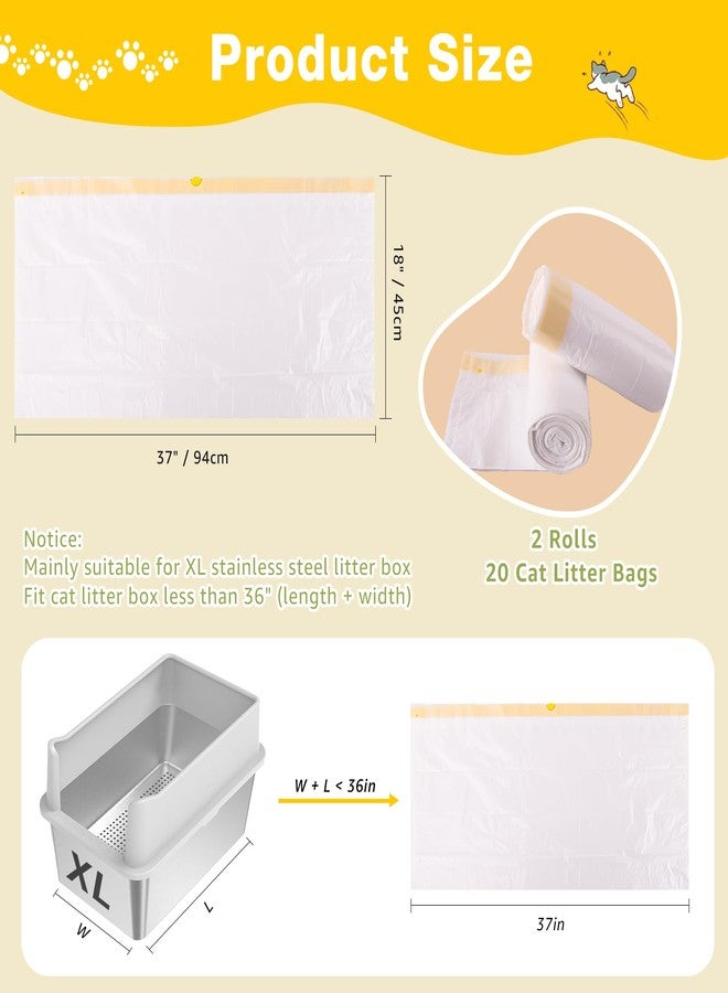 Zuqqony Litter Box Liners 20 Count, 37" x 18" Jumbo 3MIL Thicken Cat Litter Bags Tear Resistant Disposable Cat Litter Liners for XL Stainless Steel Litter Box and Other Suitable Size Litter Box - Image 2
