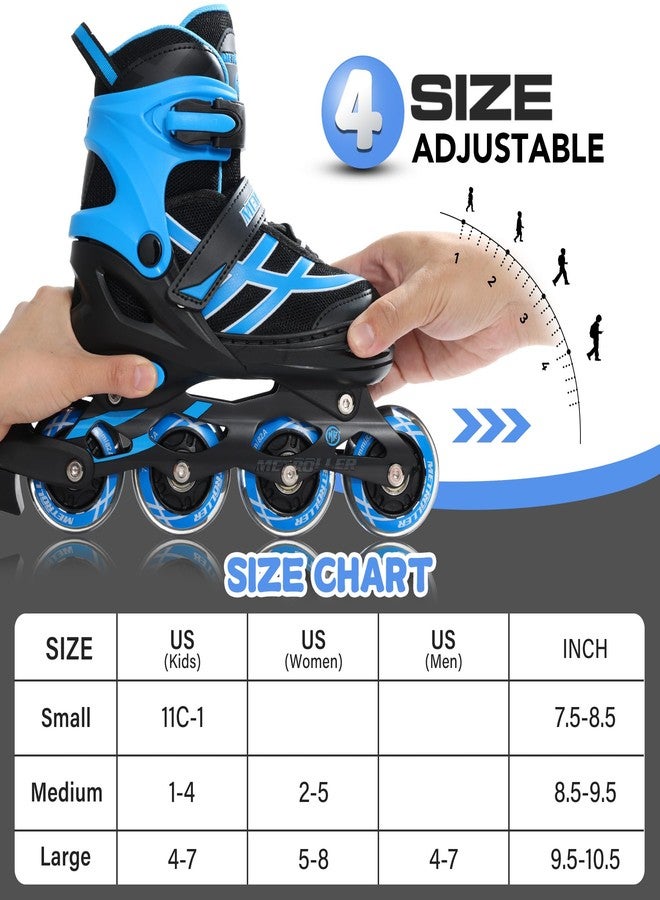 METROLLER زلاجات مترولر للأولاد والبنات من عمر 5-8 و8-12 سنة، عجلات مضيئة قابلة للتعديل، زلاجات دوارة للأطفال والشباب، شفرات خارجية - Image 4