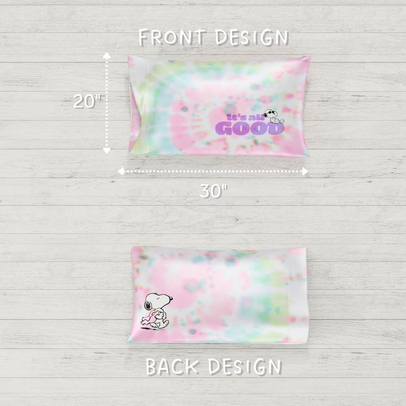 Franco Peanuts Snoopy Tie Dye Beauty Silky Satin Standard Pillowcase Cover 20x30 for Hair and Skin  (Official Licensed Product) by Franco Collectibles  - Image 5