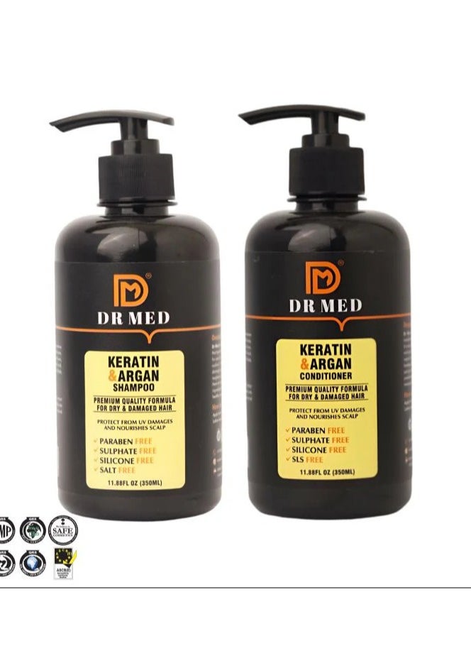Dr.Med - DR MED Keratin & Argan Shampoo + Conditioner Duo Pack - Protect From UV Damages And Nourishes Scalp 350ML (pack of 2) - Image 1