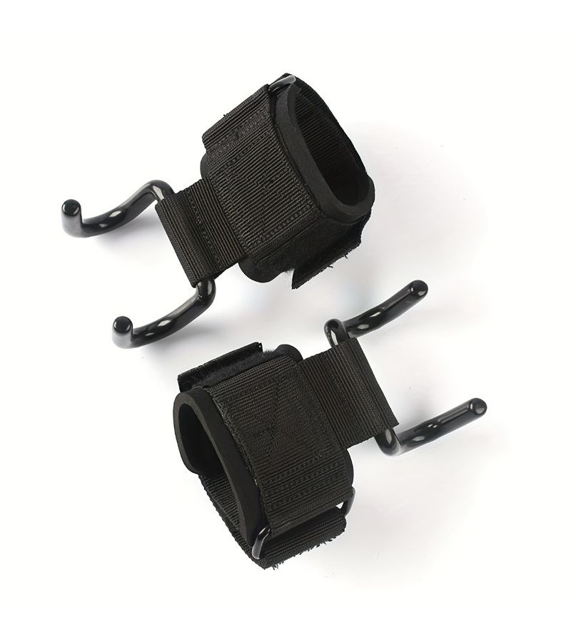 Black Heavy Duty Weightlifting Wrist Wraps with Hooks for Pull Ups Gym Training - Image 2
