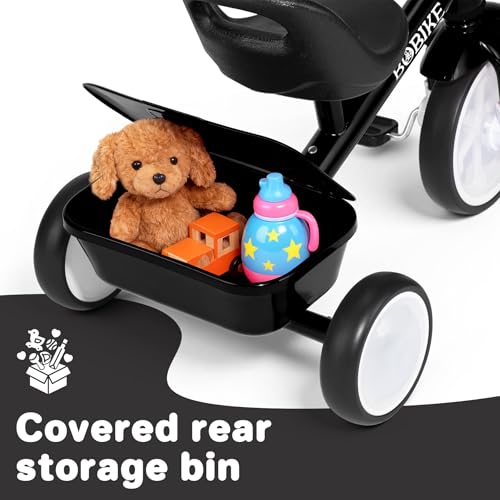 Bobike Toddler Tricycle for Ages 25 Years Tricycle with 2 LED Light Wheels Toddler Bike with 3Position Seat and Rear Basket Kids Bike Gift for Boys Girl Black - Image 5