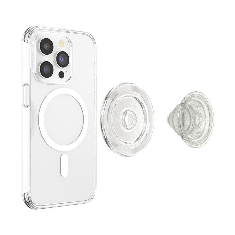 POPSOCKETS قبضة هاتف بوب سوكيتس لمغناطيس ماغسيف، حامل مغناطيسي، قاعدة هاتف، شفاف - لامع شفاف - Image 5