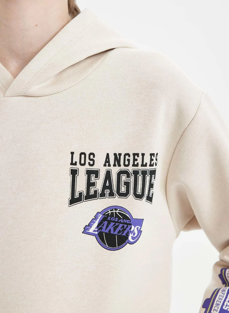 DeFacto Nba Los Angeles Clippers Regular Fit Hooded Back Printed Thick Sweatshirt