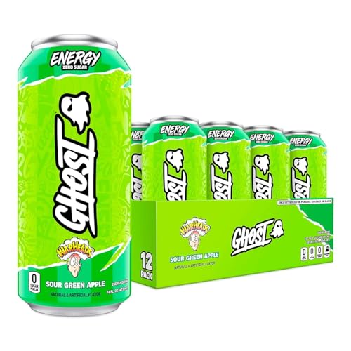 GHOST Energy Drink - 12-Pack, Warheads Sour Green Apple, 16oz - Energy & Focus & No Artificial Colors - 200mg of Natural Caffeine, L-Carnitine & Taurine - Gluten-Free & Vegan - Image 1