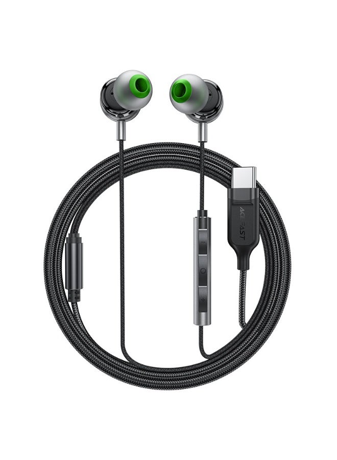 ACEFAST USB-C In Ear Wired Earphones with mic L5, 1.2m Cable Length, Ergonomic in-ear Design,  Easy to Operate, HD Microphone - Black - Image 1