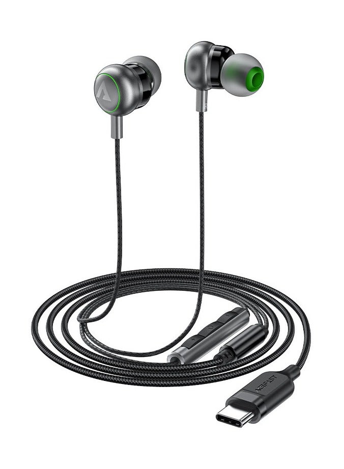 ACEFAST USB-C In Ear Wired Earphones with mic L5, 1.2m Cable Length, Ergonomic in-ear Design,  Easy to Operate, HD Microphone - Black - Image 3