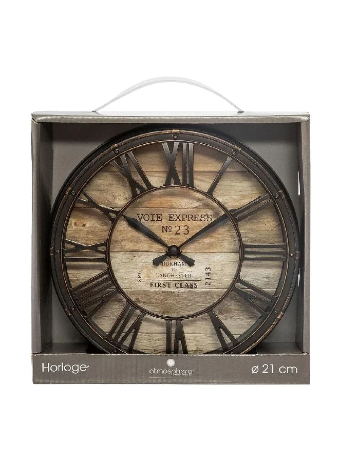 atmosphera Voie Round Analog Quartz Movement Wall Clock Brown 4.7 x 21 x 21 cm 162266