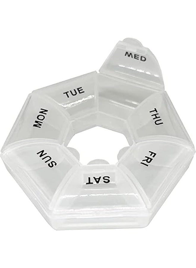 Portable 7 Day Weekly Pill Organizer, Solid Color Plastic Pill Storage Box, Compact Medicine Divider for Daily Use, Travel Pill Case for Health and Beauty Routine (Clear) - Image 1