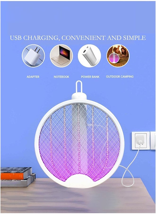 Generic - Electric Fly Swatter, 2 in 1 Bug Zapper Racket, Foldable Fly Swatter Electric, USB Rechargeable Fly Zapper with Powerful Grid 2-Layer Safety Mesh - Image 1