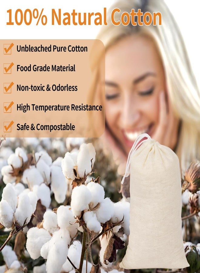 Hoiny 60 Pcs Empty Spice Bags for Cooking Soup, 3x4 In Natural Muslin Drawstring Bag, Reusable Tea Bags for Loose Tea, Small Cheese Cloth Cotton Bag for Straining, Unbleached Cheesecloth Herb Sachet Bag - Image 3