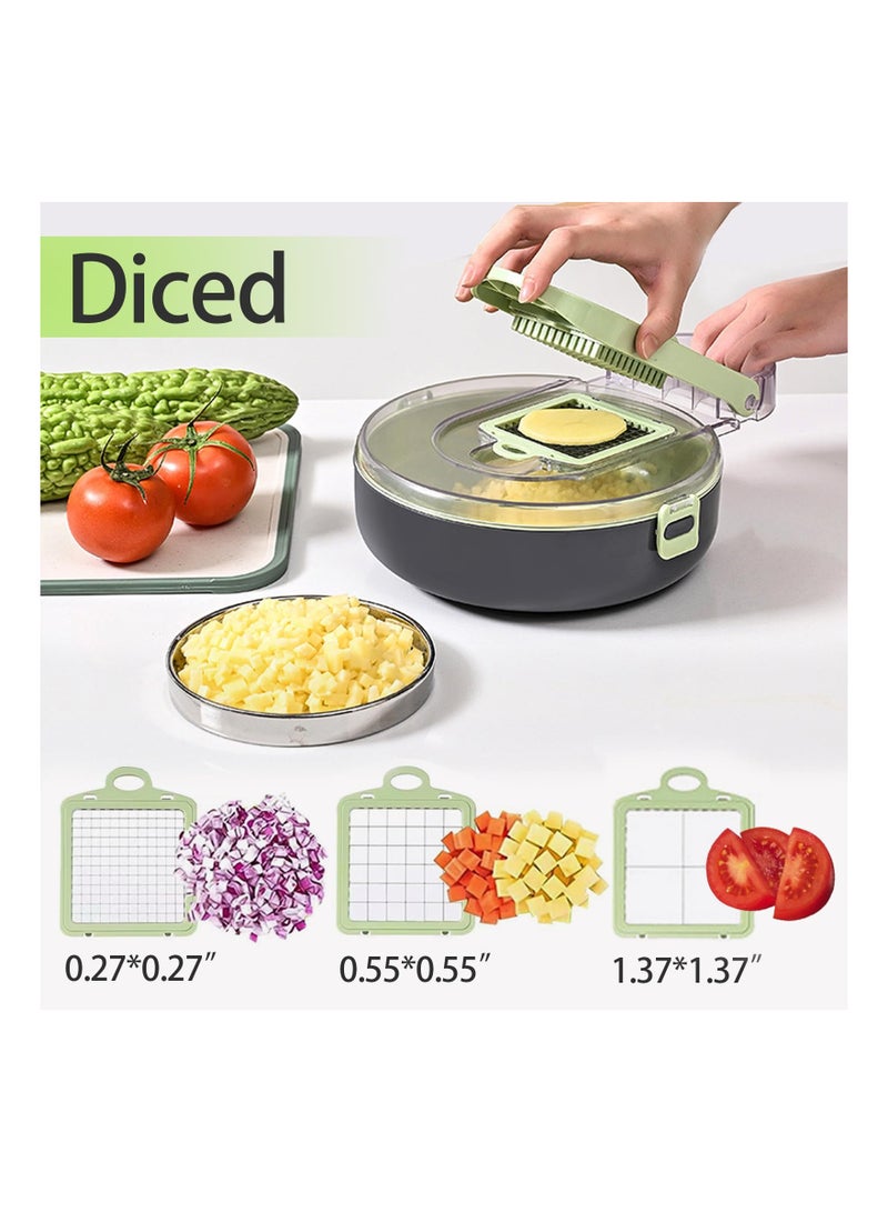 SOLARAE مفرمة خضار، مفرمة بصل، 16 في 1 مفرمة طعام متعددة الوظائف، قاطع خضار مانولين مع سلة تصريف، قاطع بطاطس مقلية، أدوات مطبخ - Image 3