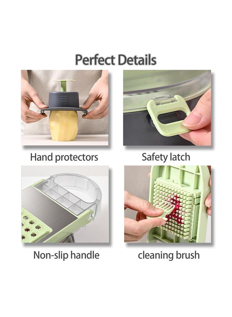 SOLARAE مفرمة خضار، مفرمة بصل، 16 في 1 مفرمة طعام متعددة الوظائف، قاطع خضار مانولين مع سلة تصريف، قاطع بطاطس مقلية، أدوات مطبخ - Image 4