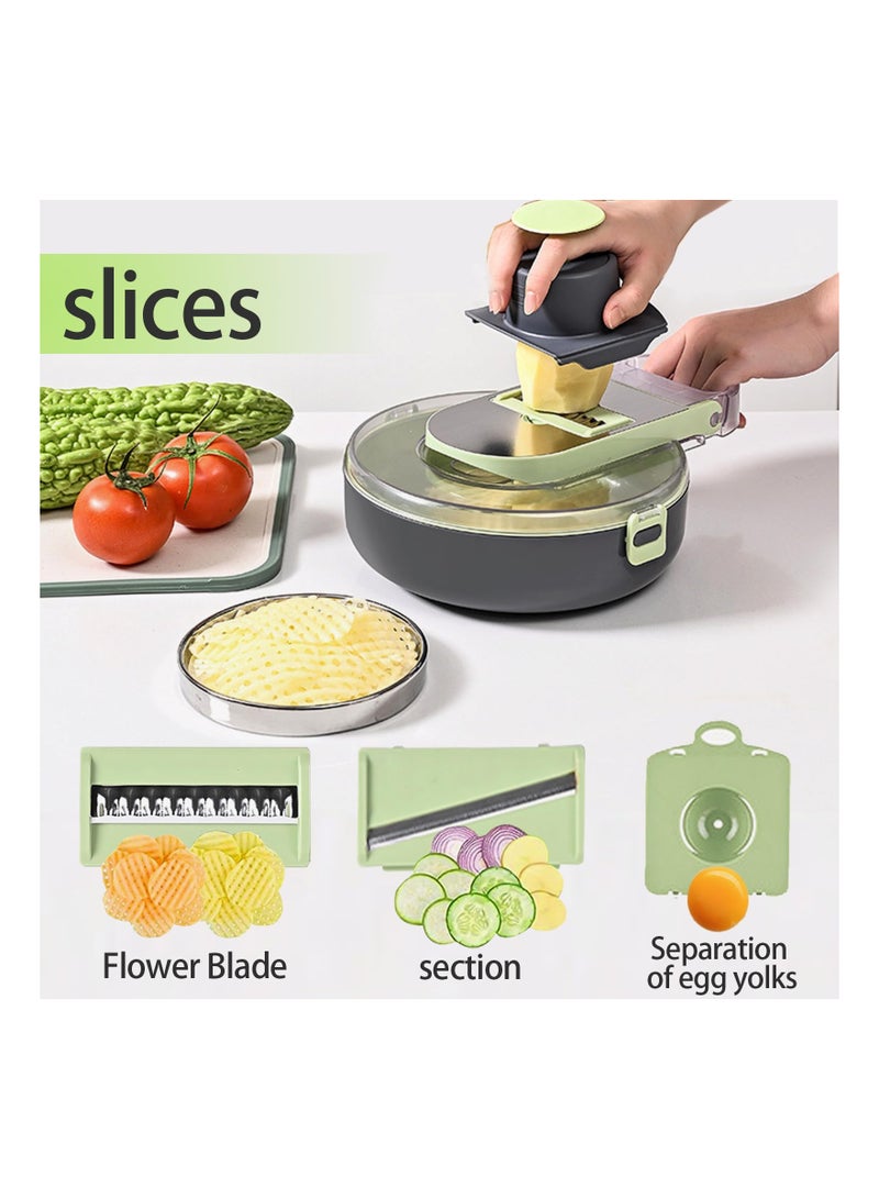 SOLARAE مفرمة خضار، مفرمة بصل، 16 في 1 مفرمة طعام متعددة الوظائف، قاطع خضار مانولين مع سلة تصريف، قاطع بطاطس مقلية، أدوات مطبخ - Image 5