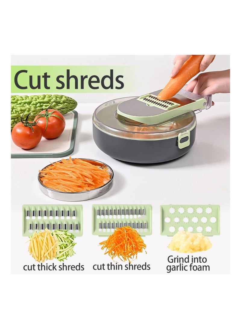 SOLARAE مفرمة خضار، مفرمة بصل، 16 في 1 مفرمة طعام متعددة الوظائف، قاطع خضار مانولين مع سلة تصريف، قاطع بطاطس مقلية، أدوات مطبخ - Image 2