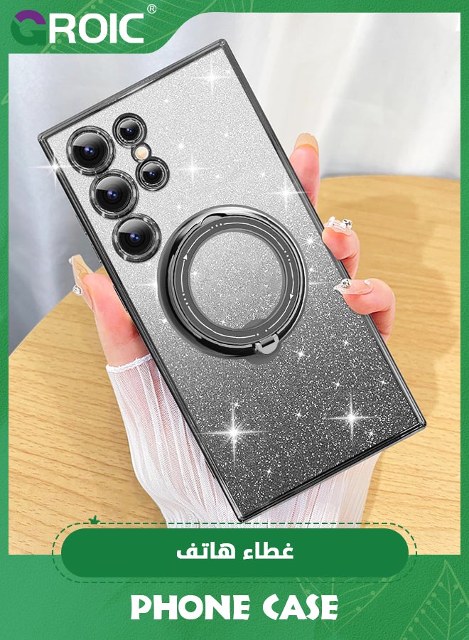 GROIC For Samsung Galaxy S24 Ultra Case with Magnetic Kickstand,Soft Cute Luxury Plating Bling Gradient Glitter Phone Shell,Compatible with MagSafe Clear Shockproof Back Cover for Galaxy S24 Ultra 6.8'' - Image 1