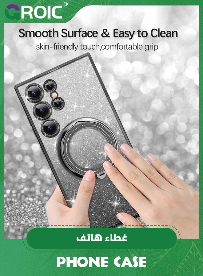 GROIC For Samsung Galaxy S24 Ultra Case with Magnetic Kickstand,Soft Cute Luxury Plating Bling Gradient Glitter Phone Shell,Compatible with MagSafe Clear Shockproof Back Cover for Galaxy S24 Ultra 6.8'' - Image 4