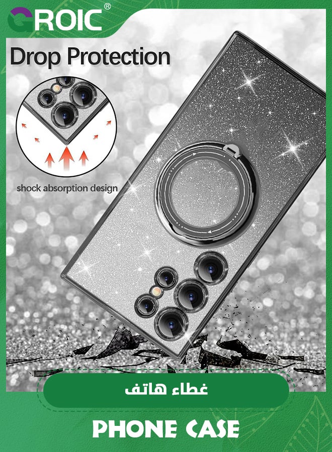 GROIC For Samsung Galaxy S24 Ultra Case with Magnetic Kickstand,Soft Cute Luxury Plating Bling Gradient Glitter Phone Shell,Compatible with MagSafe Clear Shockproof Back Cover for Galaxy S24 Ultra 6.8'' - Image 5