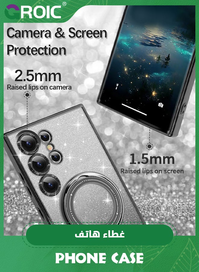 GROIC For Samsung Galaxy S24 Ultra Case with Magnetic Kickstand,Soft Cute Luxury Plating Bling Gradient Glitter Phone Shell,Compatible with MagSafe Clear Shockproof Back Cover for Galaxy S24 Ultra 6.8'' - Image 2