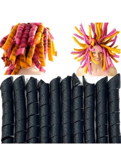 40 Pcs Heatless Spiral Hair Curlers 22Inch Magic No Heat Hair Curls For Long Hair 4Pcs Styling Hooks Diy Hair Rollers Set（Black）