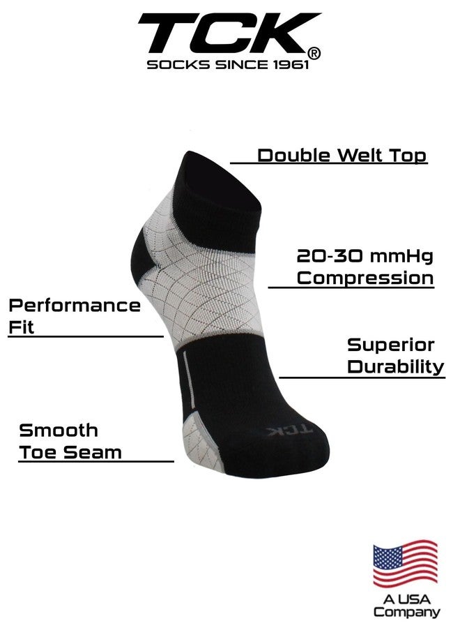 TCK Plantar Fasciitis Compression Socks Low Cut (Black/White, Large) - Image 4